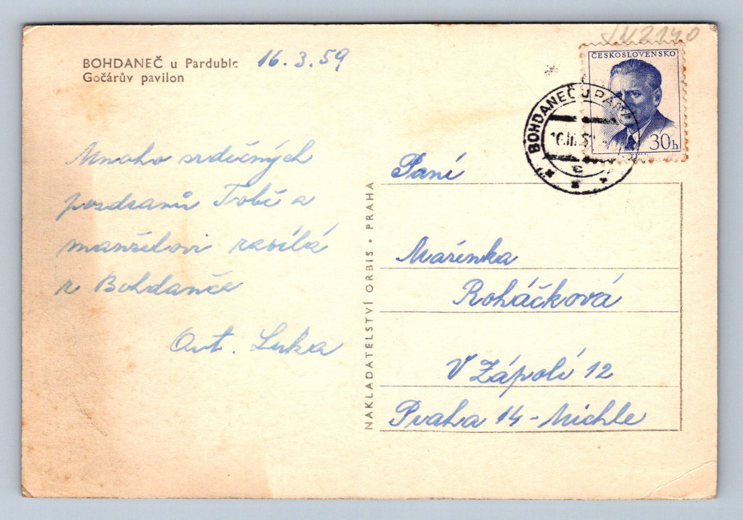Pohlednice Bohdaneč u Pardubic Gočárův pavilon (JN2140)