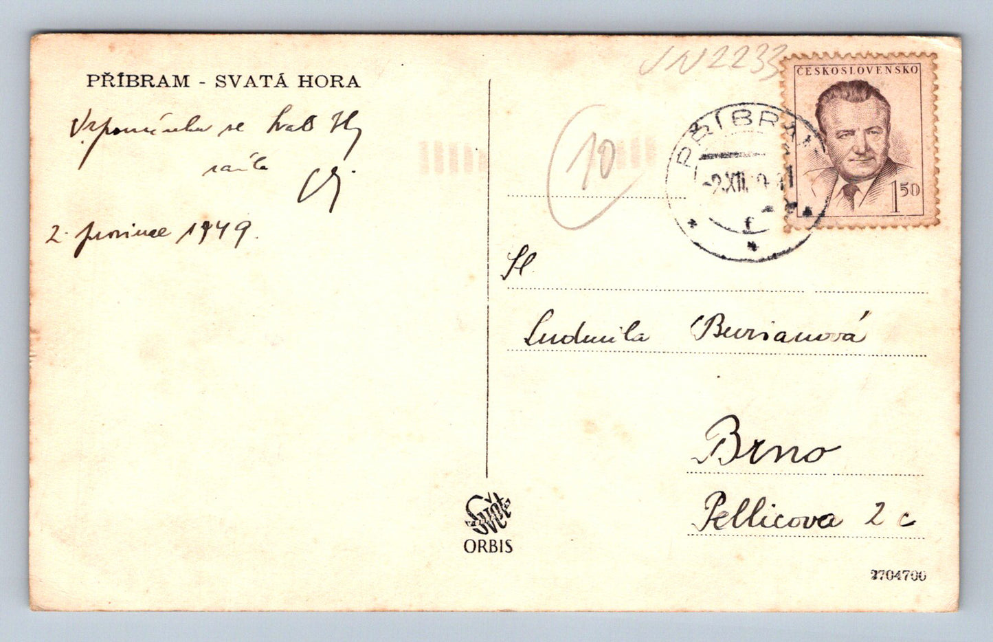 Pohlednice Příbram Svatá hora (JN2233)