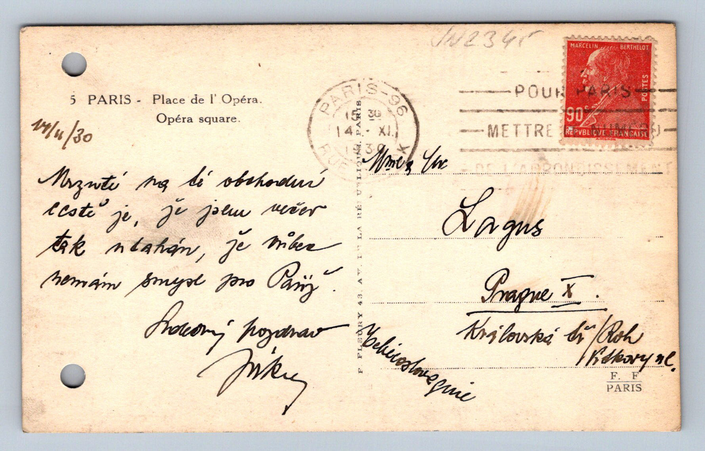 Pohlednice Paříž Opera squere (JN2345)