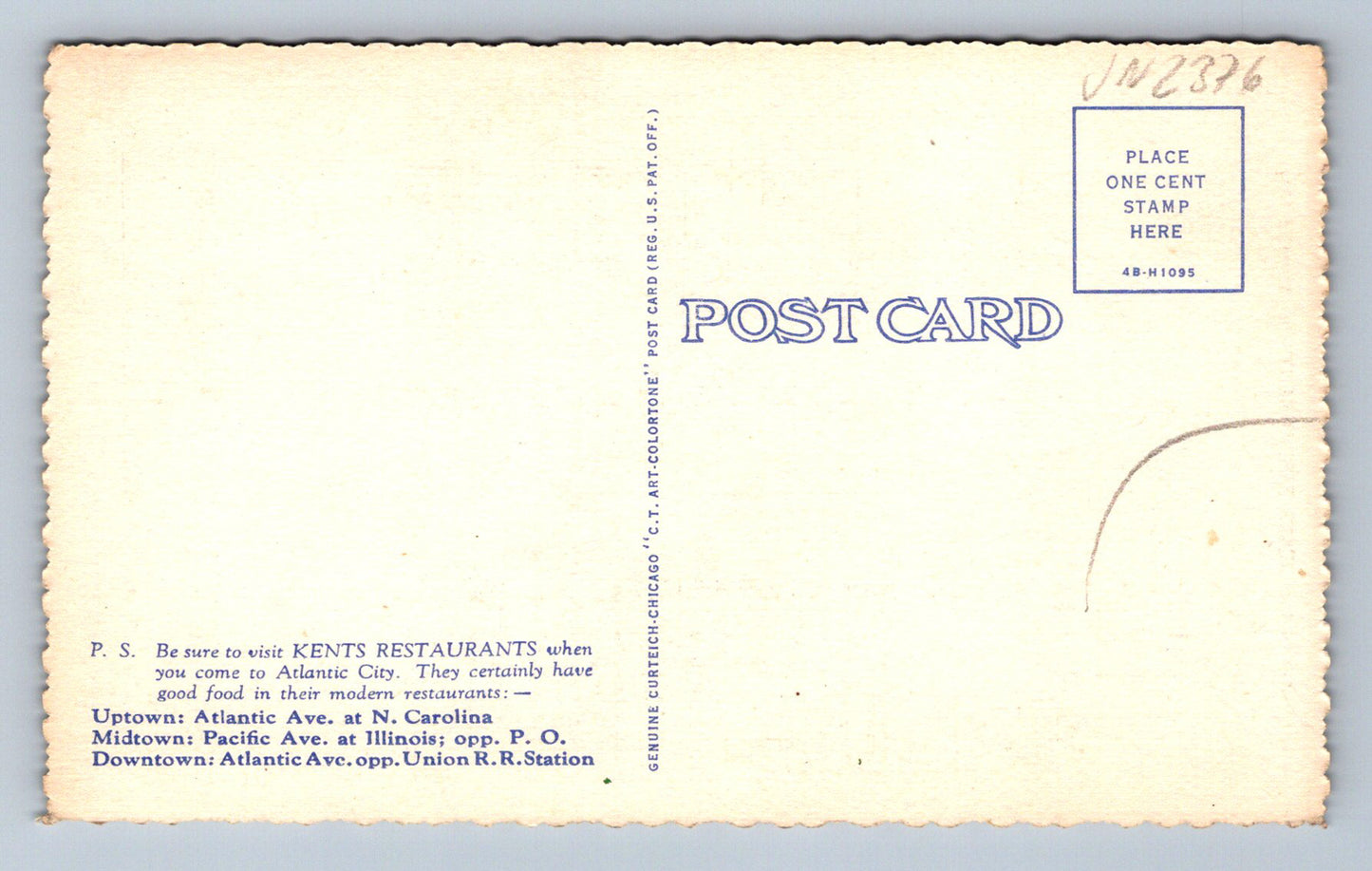 Pohlednice Atlantic City Kents Restaurants (JN2376)