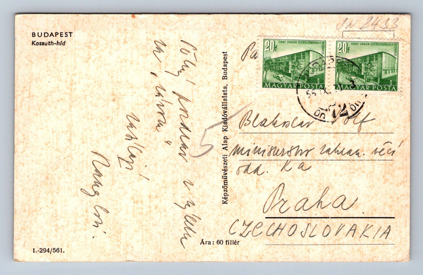 Pohlednice Budapest Kossuth híd (JN2433)