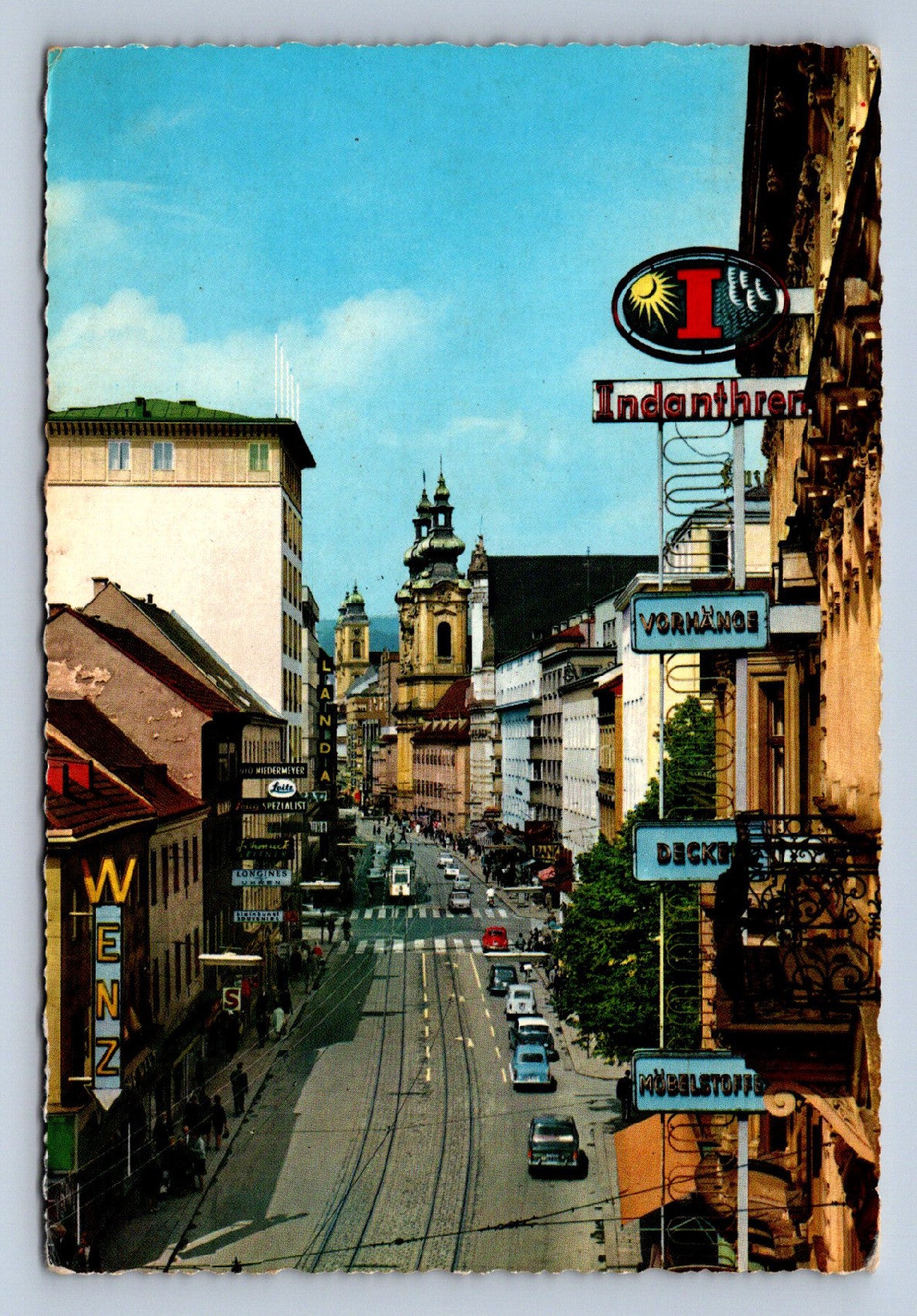 Pohlednice Linz an der Donau Landstrasse von der Mozartkreuzung aus ge