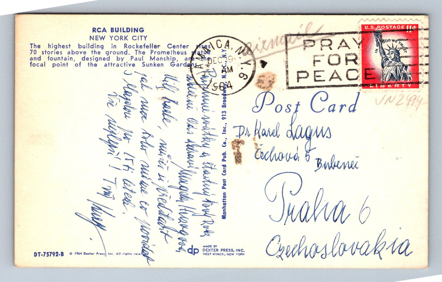 Pohlednice New York RCA Buliding (JN2494)