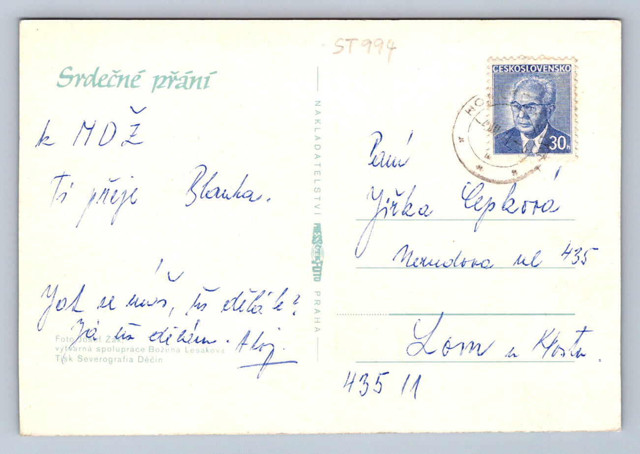 Pohlednice SRDEČNÍ PŘÁNÍ (ST994)