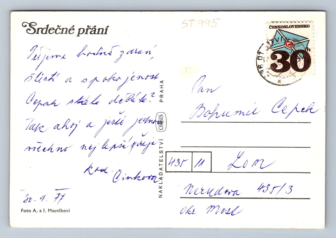 Pohlednice SRDEČNÍ PŘÁNÍ (ST995)