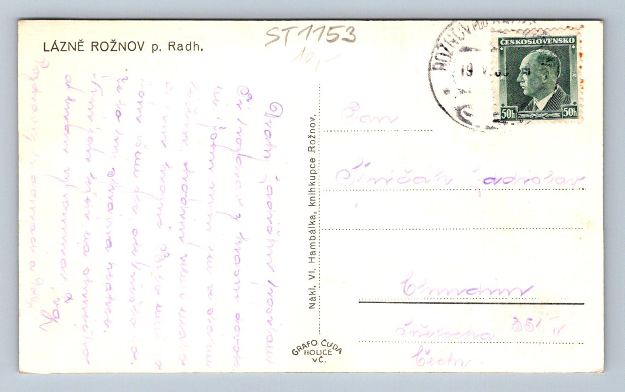 Pohlednice LÁZNĚ ROŽNOV POD RADHOŠTĚM (ST1153)