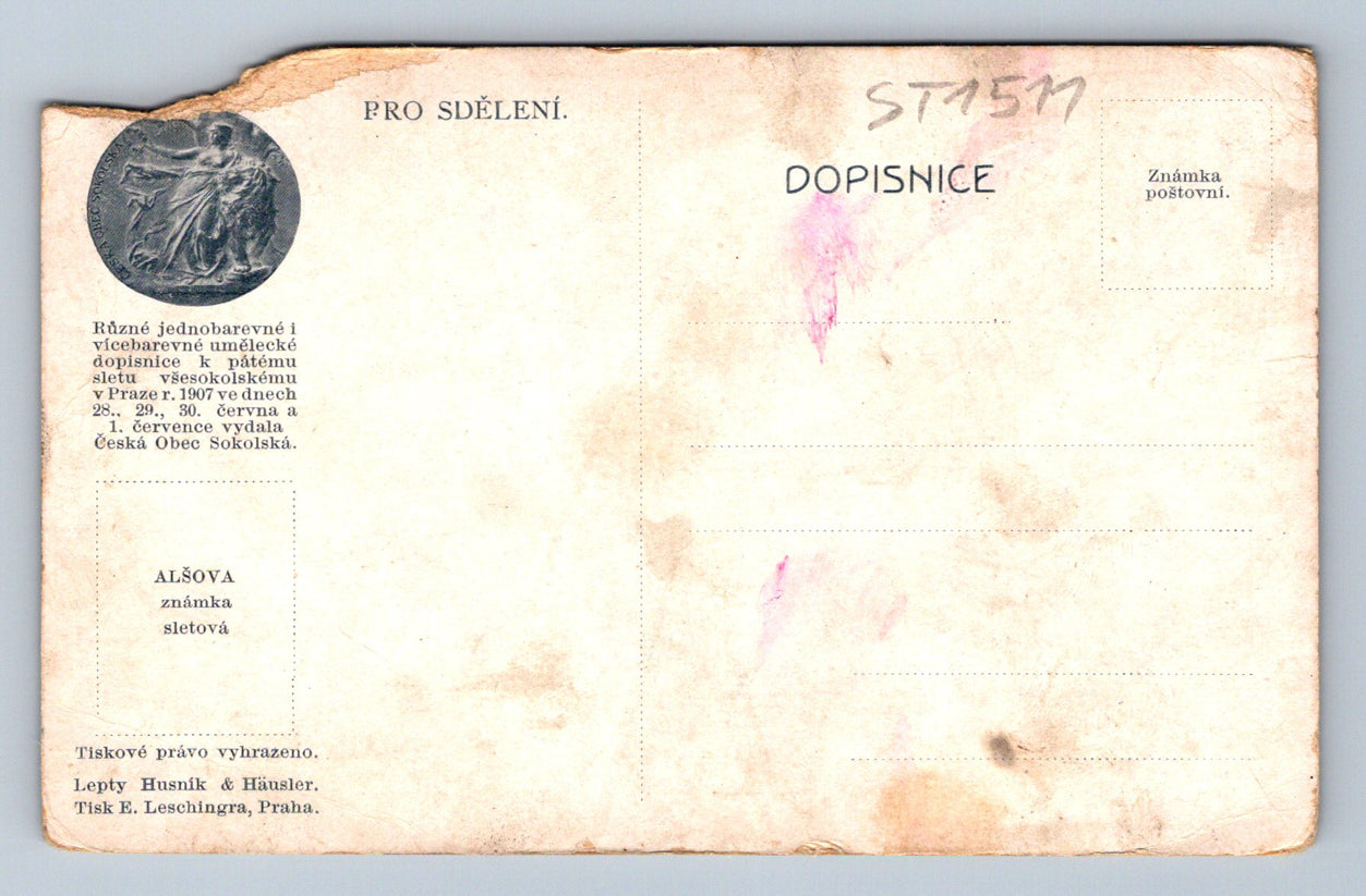 Pohlednice CVIČENÍ PRO PÁTÝ SLET VŠESOKOLSKÝ V PRAZE R. 1907 (ST1511)