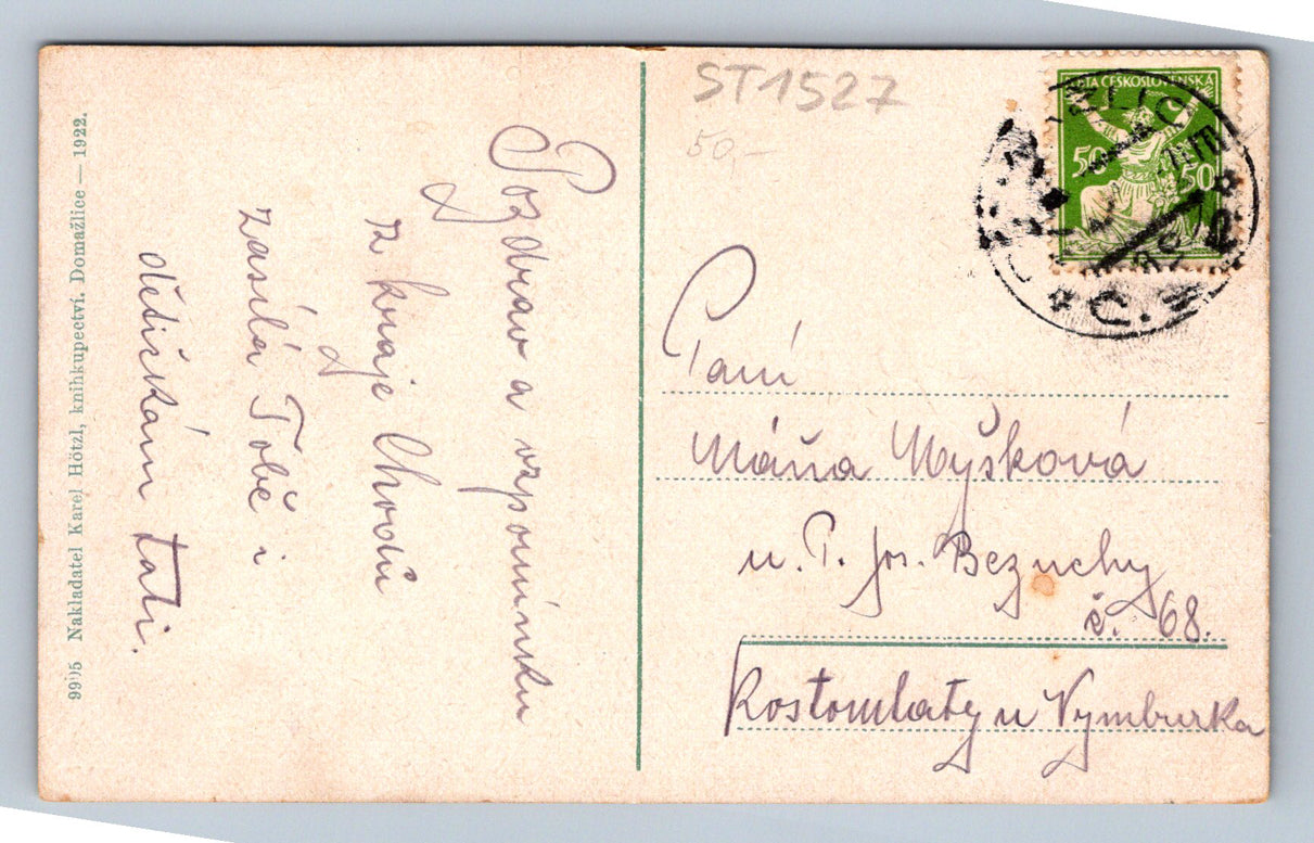 Pohlednice POZDRAV Z DOMAŽLIC (ST1527)