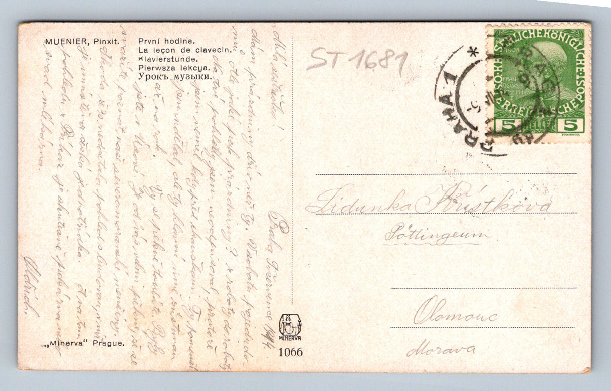Pohlednice MUENIER - PRVNÍ HODINA (ST1681)