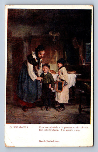 Pohlednice QUIDO MÁNES - PRVNÍ CESTA DO ŠKOLY (ST1705)