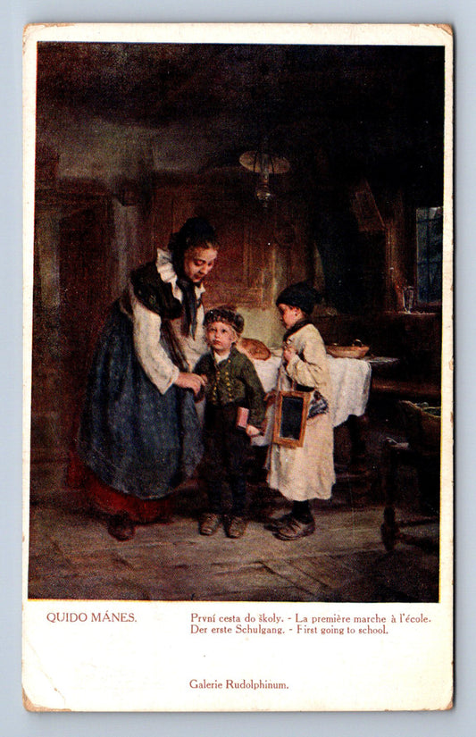 Pohlednice QUIDO MÁNES - PRVNÍ CESTA DO ŠKOLY (ST1705)