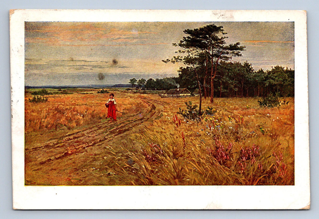 Pohlednice DÍVKA NA POLNÍ CESTĚ (ST1719)
