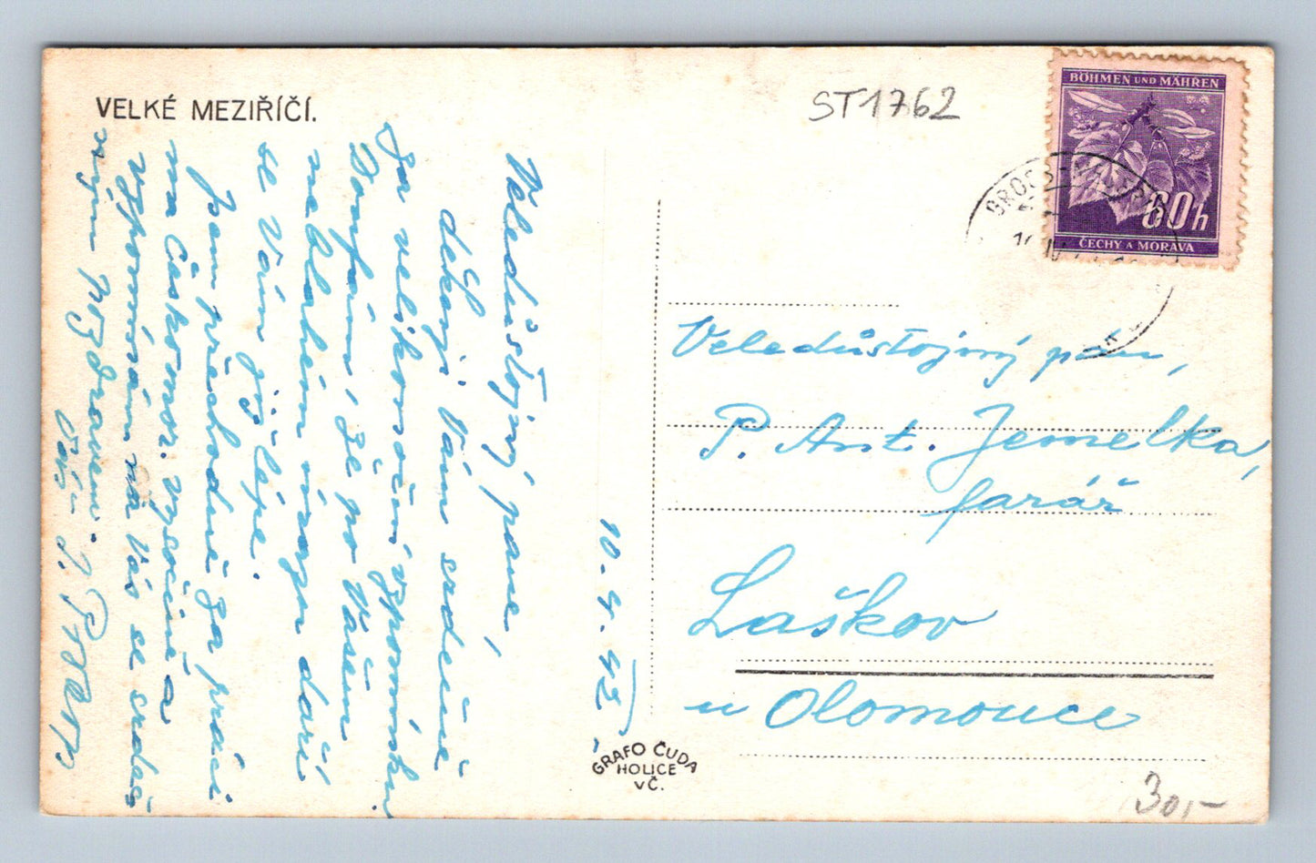Pohlednice VELKÉ MEZIŘÍČÍ (ST1762)