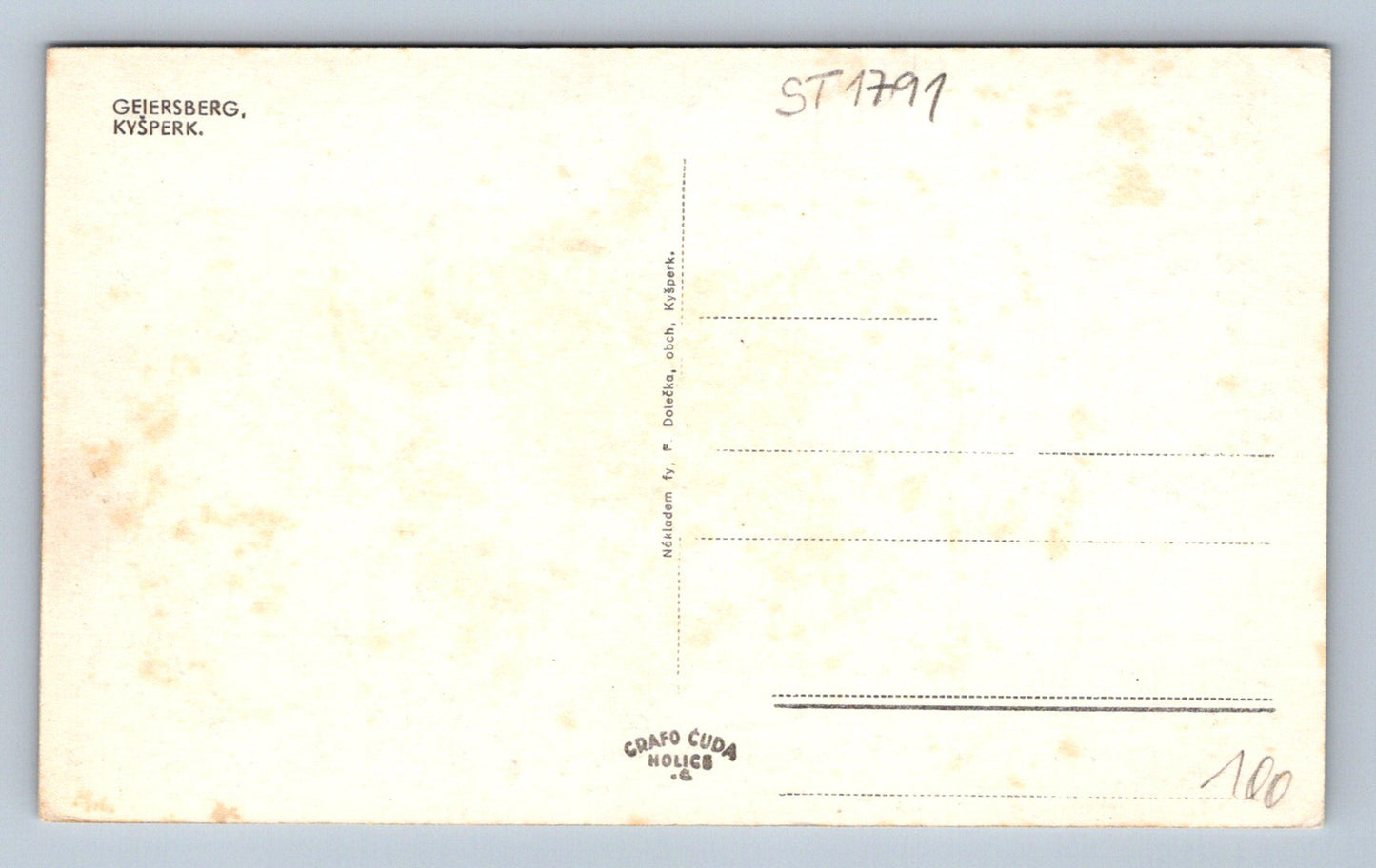 Pohlednice KYŠPERK - KOLÁŽ (ST1791)