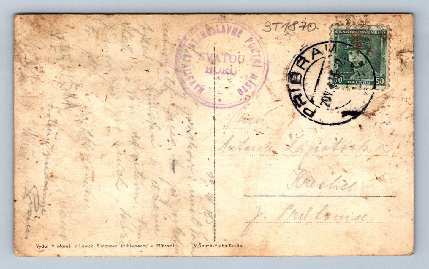 Pohlednice SVATÁ HORA U PŘÍBRAMI (ST1870)