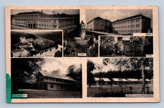 Pohlednice ZVÍKOV, ORLÍK, ČERVENÁ, ZDRAVÍ - KOLÁŽ (ST1929)