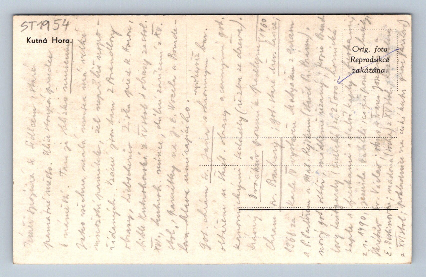 Pohlednice KUTNÁ HORA (ST1954)