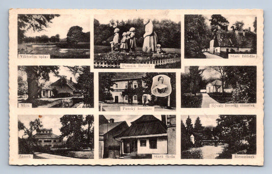 Pohlednice STARÉ BĚLIDLO POMNÍK BABIČKY VYKTORČIN SPLAV KOLÁŽ (ST2114)