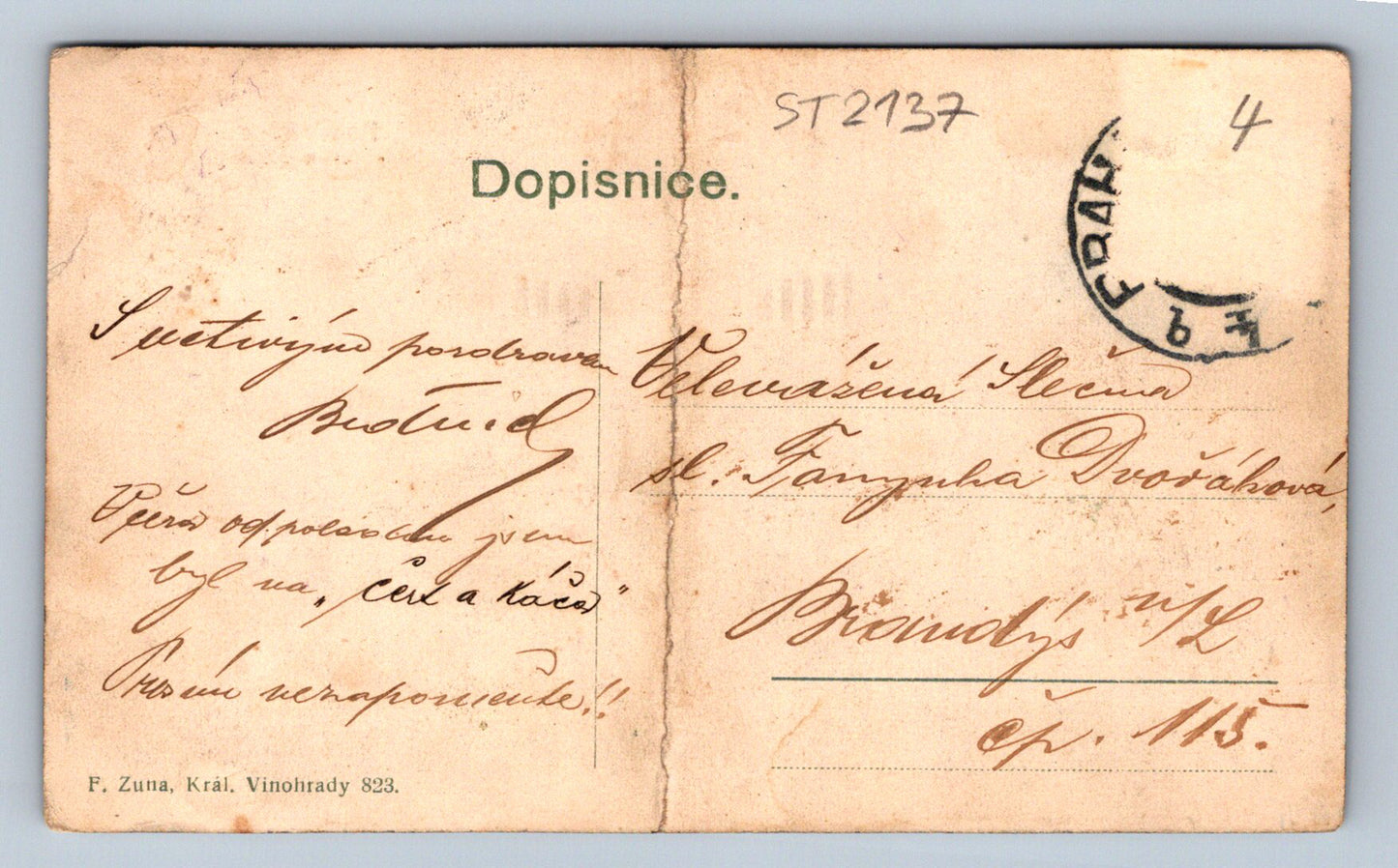 Pohlednice POZDRAV Z PRAHY (ST2137)