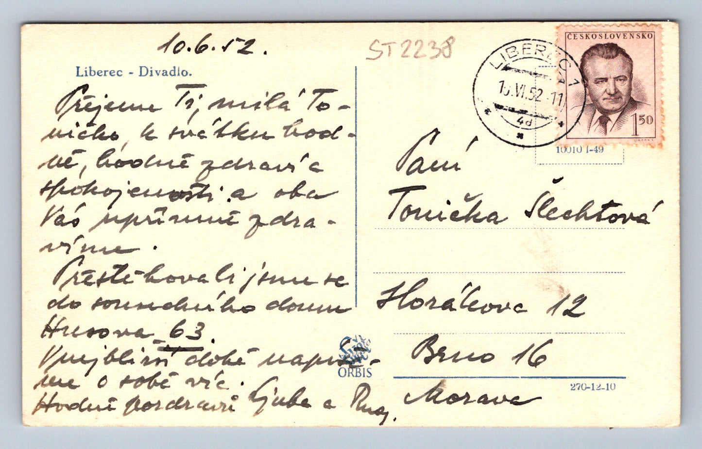 Pohlednice LIBEREC DIVADLO (ST2238)
