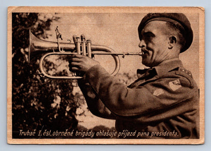 Pohlednice TRUBAČ I ŠSL OBRNĚNÉ BRIGÁDY  PŘÍJEZD PRESIDENTA (ST2395)