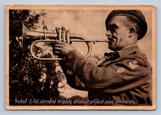 Pohlednice TRUBAČ I ŠSL OBRNĚNÉ BRIGÁDY  PŘÍJEZD PRESIDENTA (ST2395)