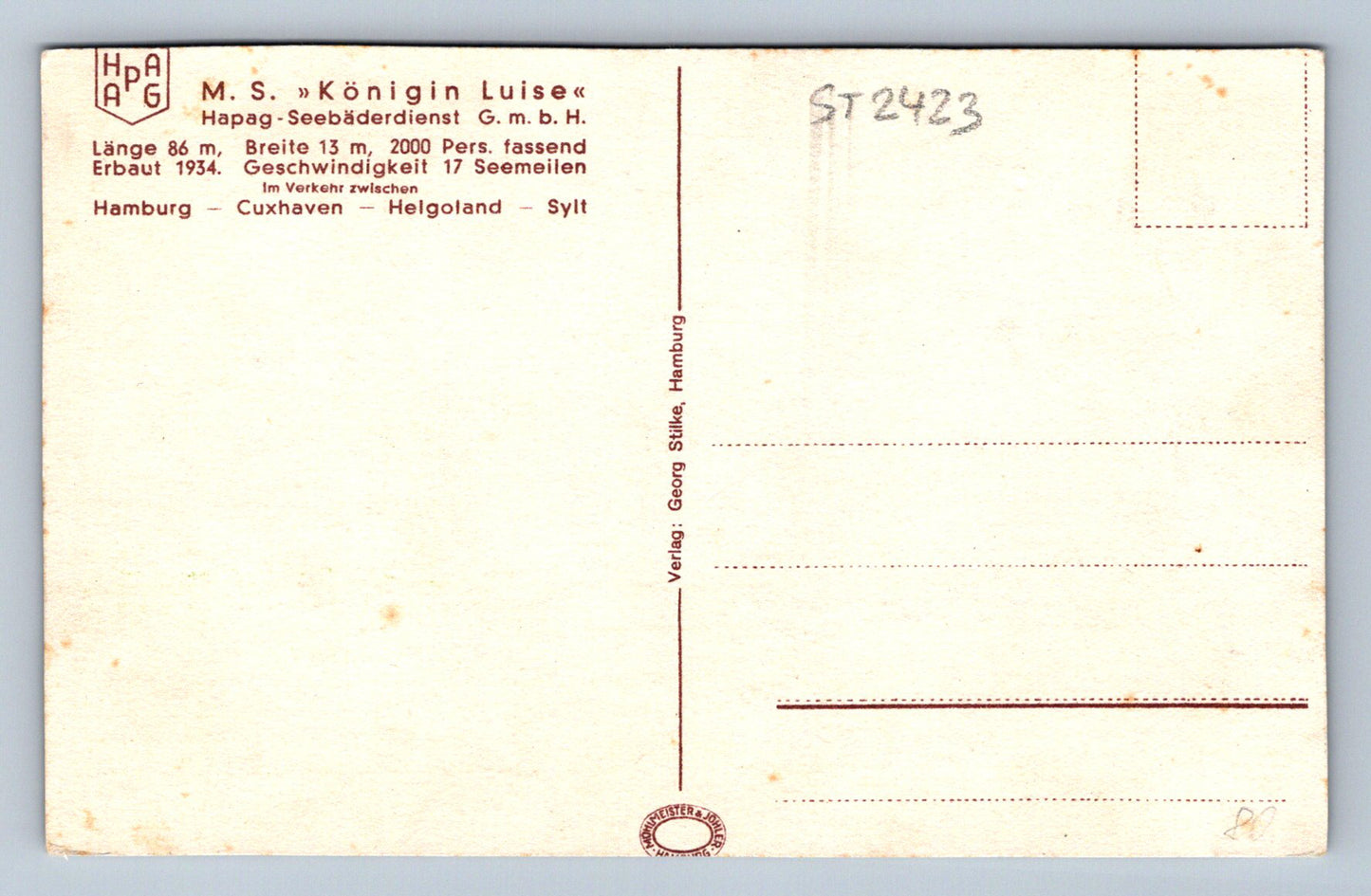 Pohlednice M. S. KÖNIGIN LUISE (ST2423)