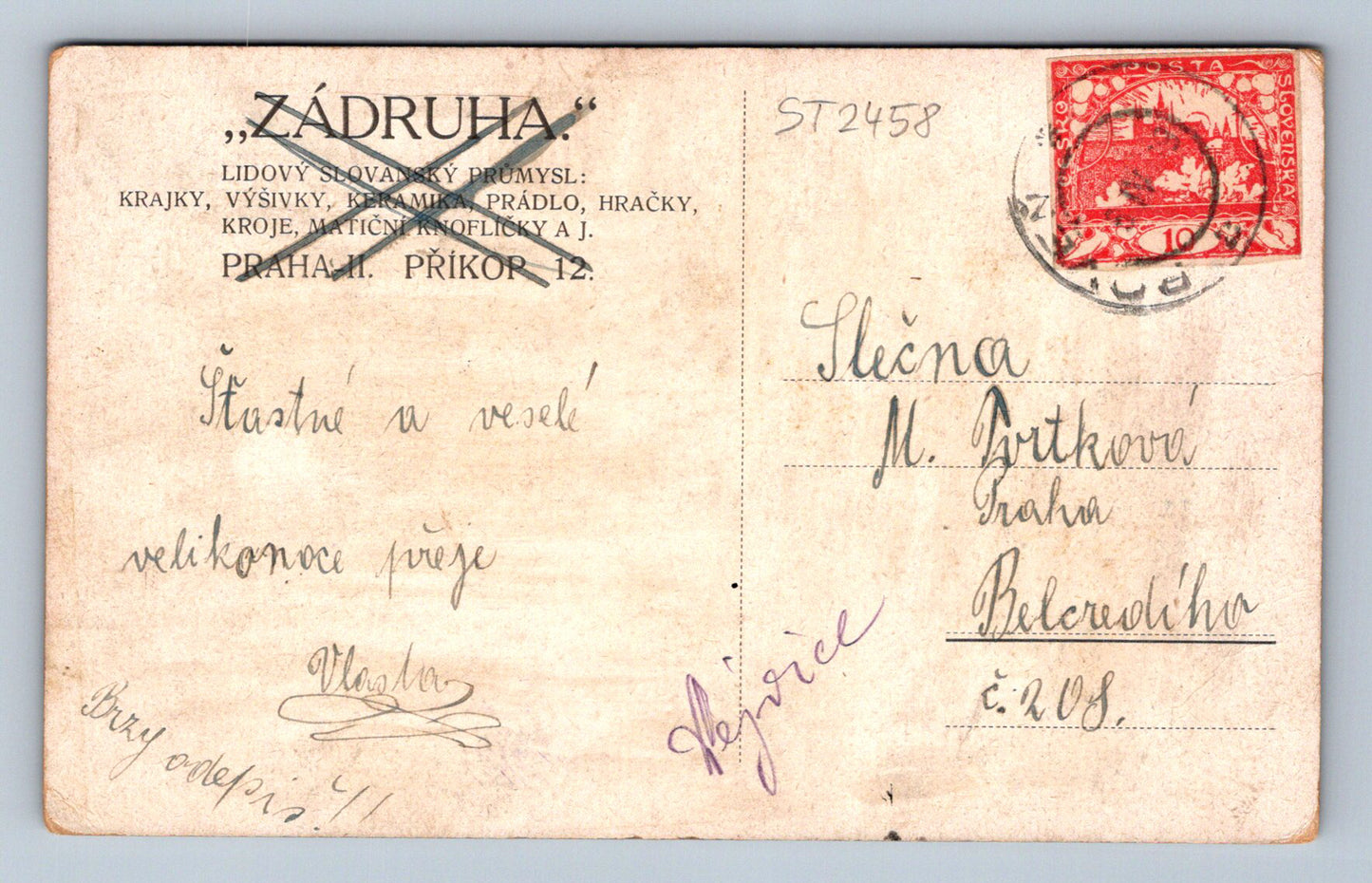 Pohlednice VESELÉ VELIKONOCE (ST2458)