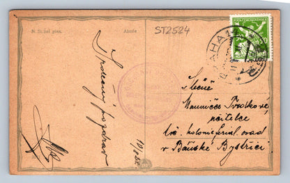 Pohlednice ŽENA S HARFOU (ST2524)