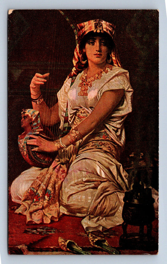 Pohlednice ŽENA S HARFOU (ST2524)