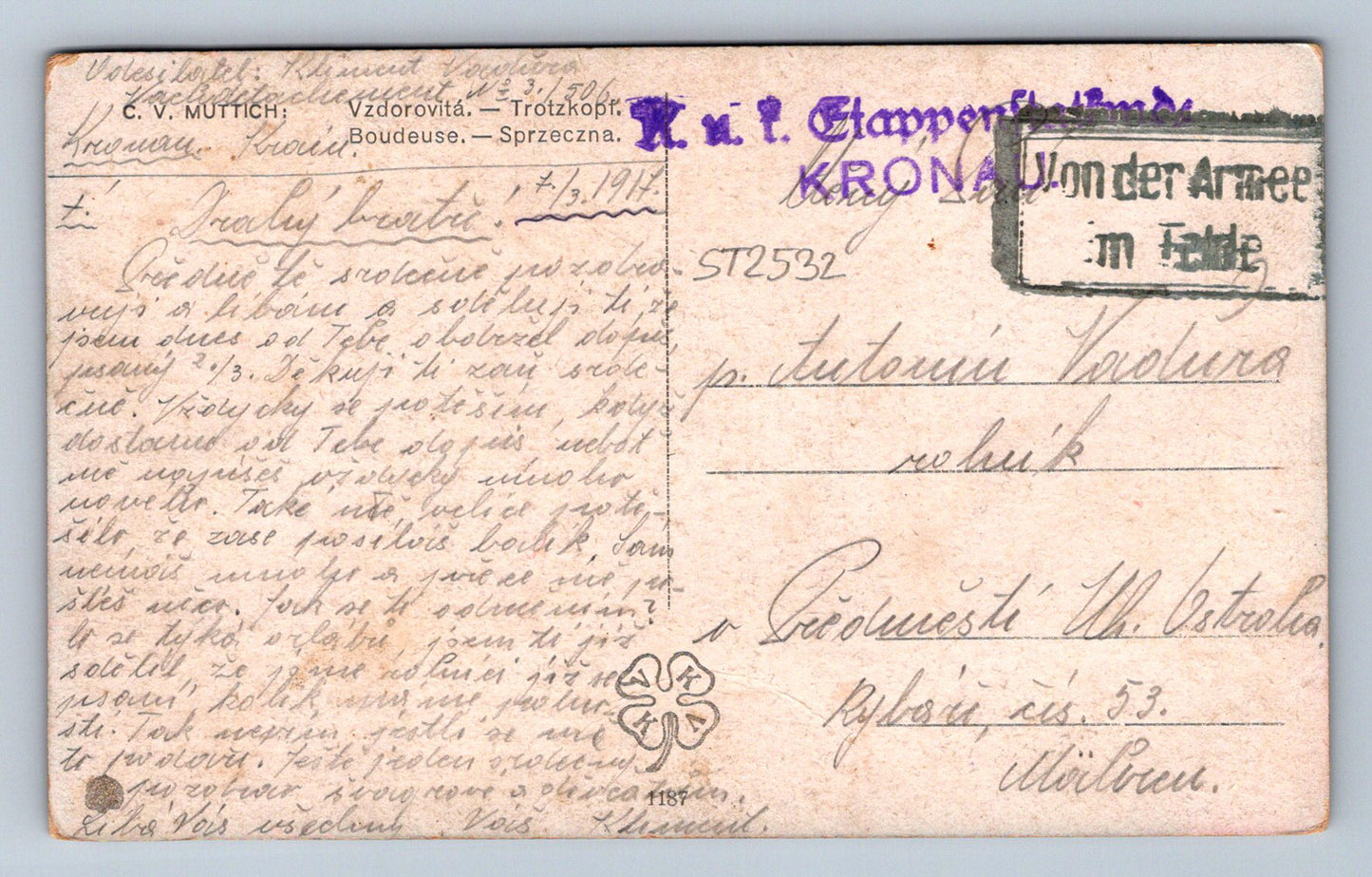 Pohlednice C. V. MUTTICH - VZDOROVITÁ (ST2532)