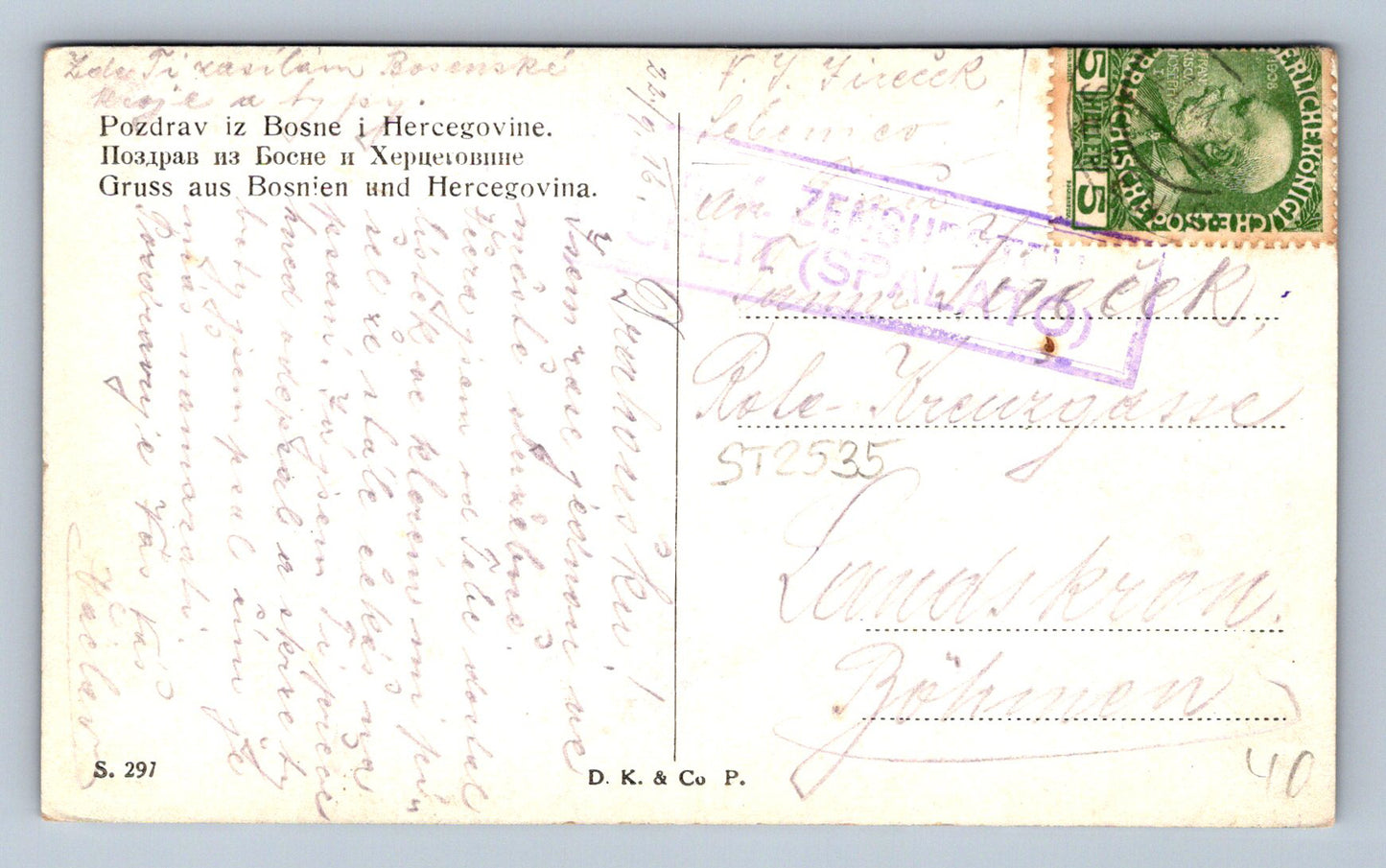 Pohlednice POZDRAV Z BOSNY A HEREGOVINY (ST2535)