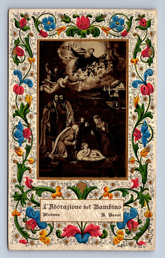 Pohlednice L' ADORAZIONE DER BAMBINO - B. BOSSI - KOLÁŽ (ST2545)
