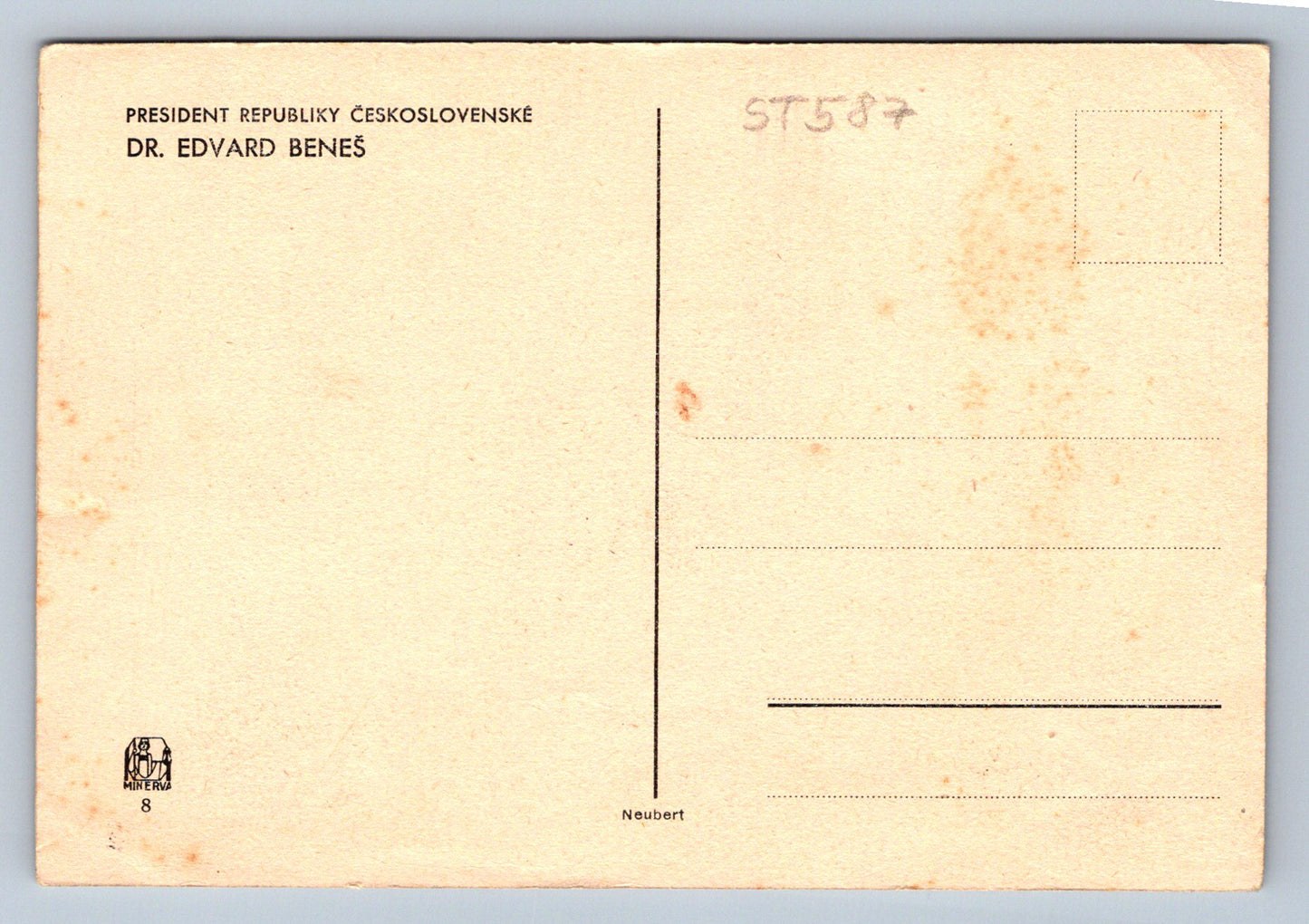 Pohlednice PRESIDENT REPUBLIKY ČESKOSLOVENSKÉ DR. EDVARD BENEŠ (ST587)