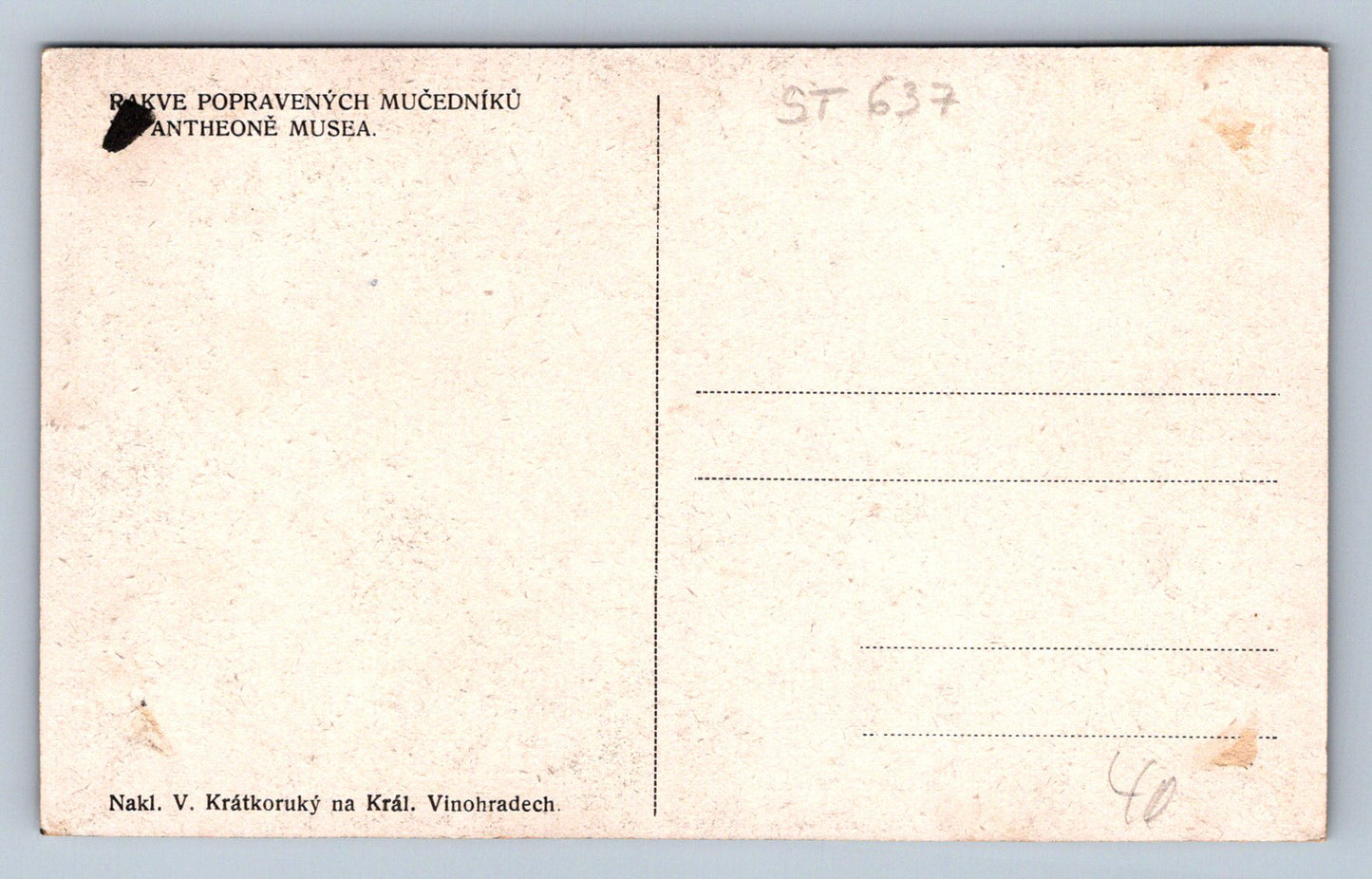 Pohlednice RAKVE POPRAVENÝCH MUČEDNÍKŮ ANTHEONĚ MUSEA (ST637)