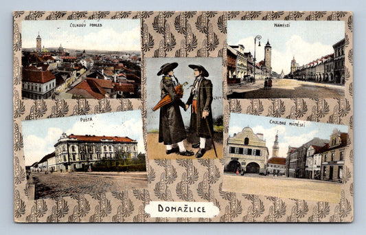 Pohlednice DOMAŽLICE - NÁMĚSTÍ - POŠTA - CHODSKÉ NÁMĚSTÍ (ST761)