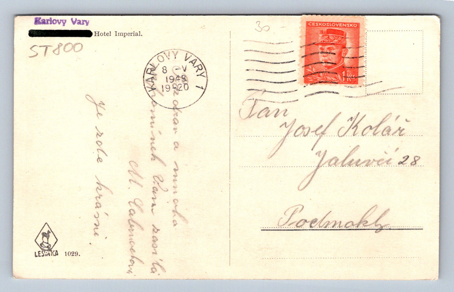 Pohlednice KARLOVY VARY - HOTEL IMPERIAL (ST800)
