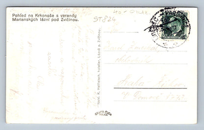 POHLED NA KRKONOŠE S VERANDY MARIÁNSKÝCH LÁZNÍ POD ZVIČINOU (ST824)