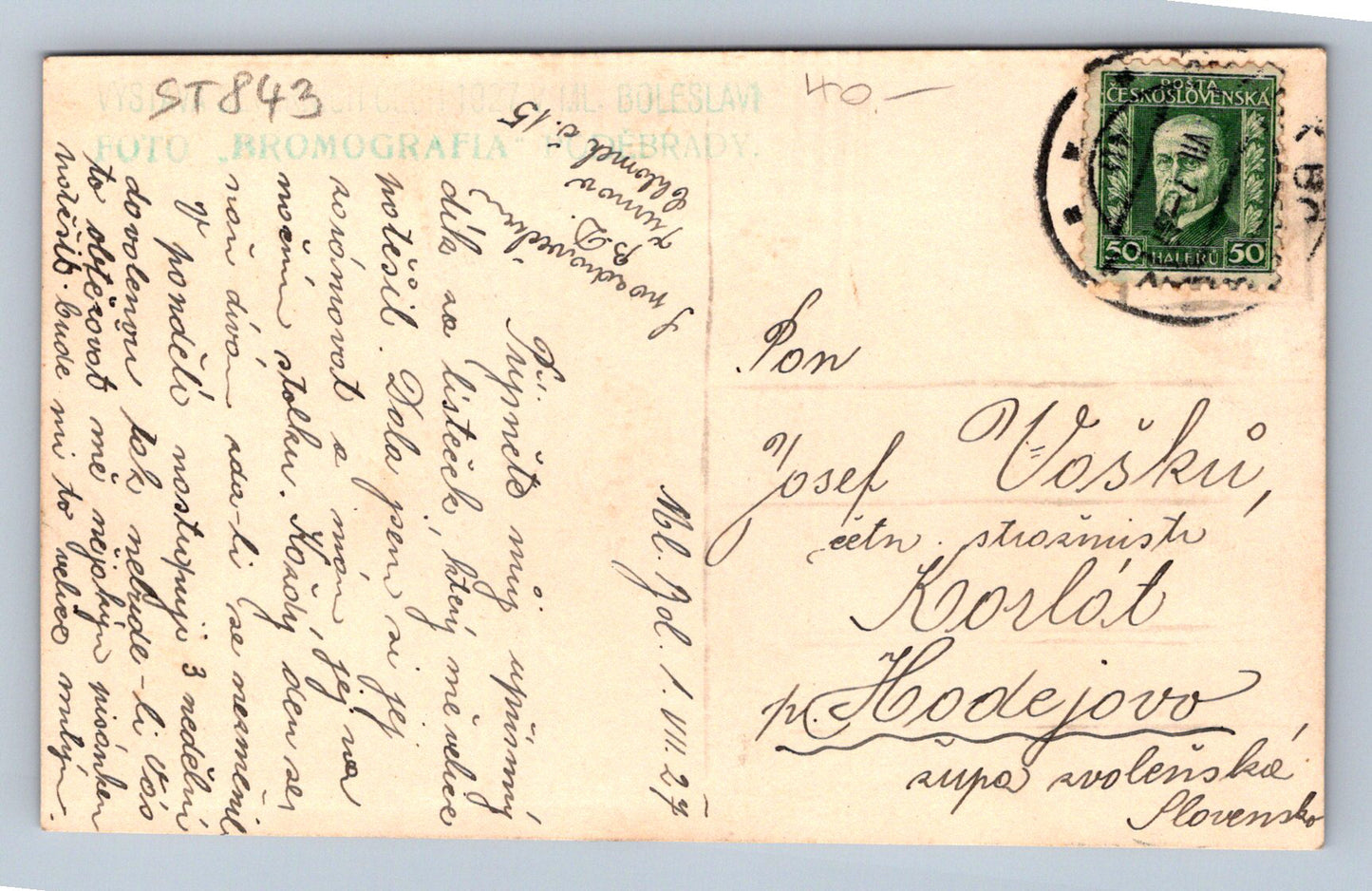 Pohlednice VÝSTAVA SEVERNÍCH ČECH V ML. BOLESLAVY 1927 (ST843)