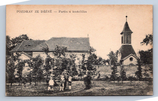 Pohlednice POZDRAV ZE DŘÍNĚ - PARTIE U KOSTELÍČKA (ST854)