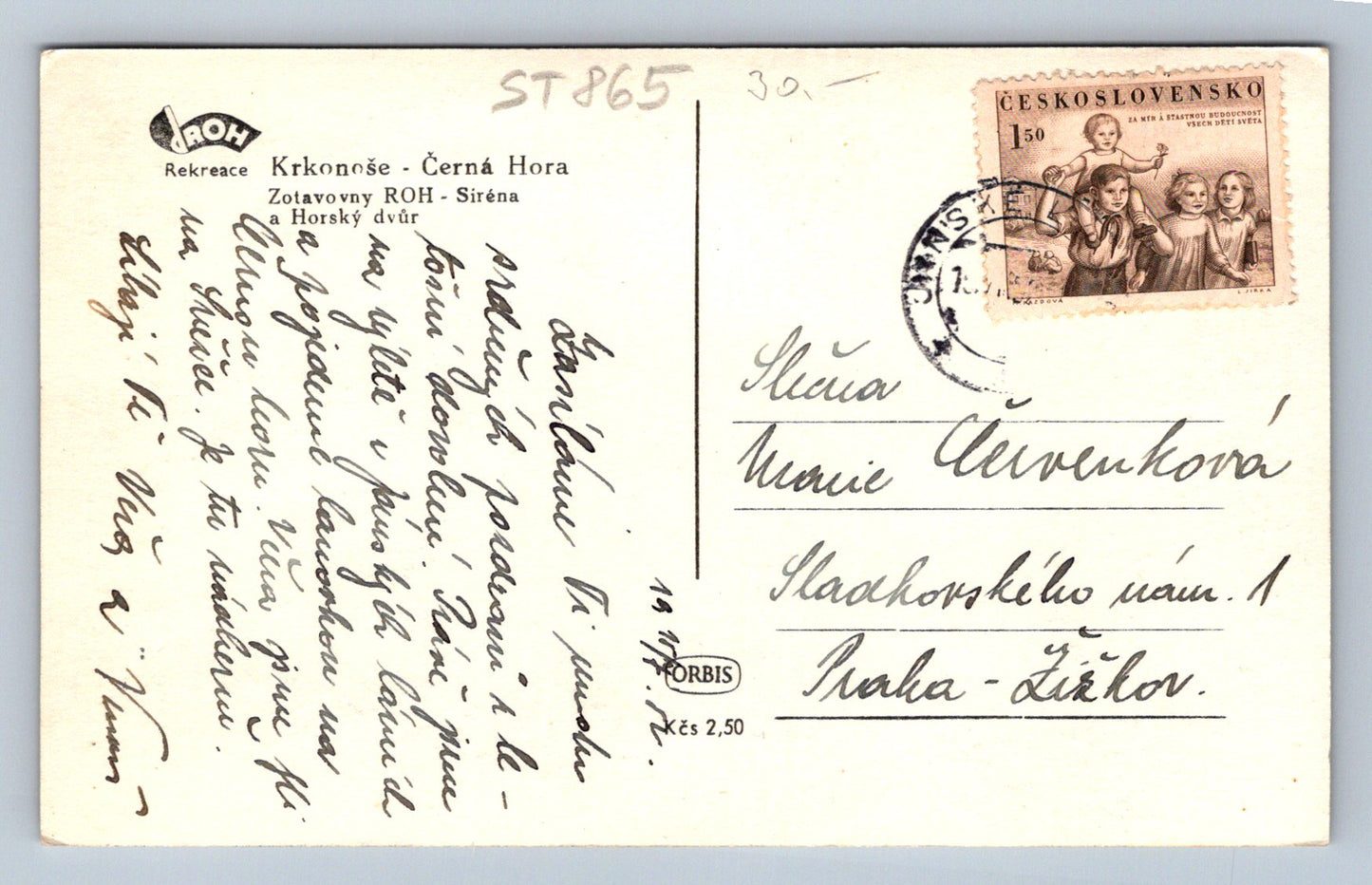 Pohlednice KRKONOŠE - ČERNÁ HORA (ST865)
