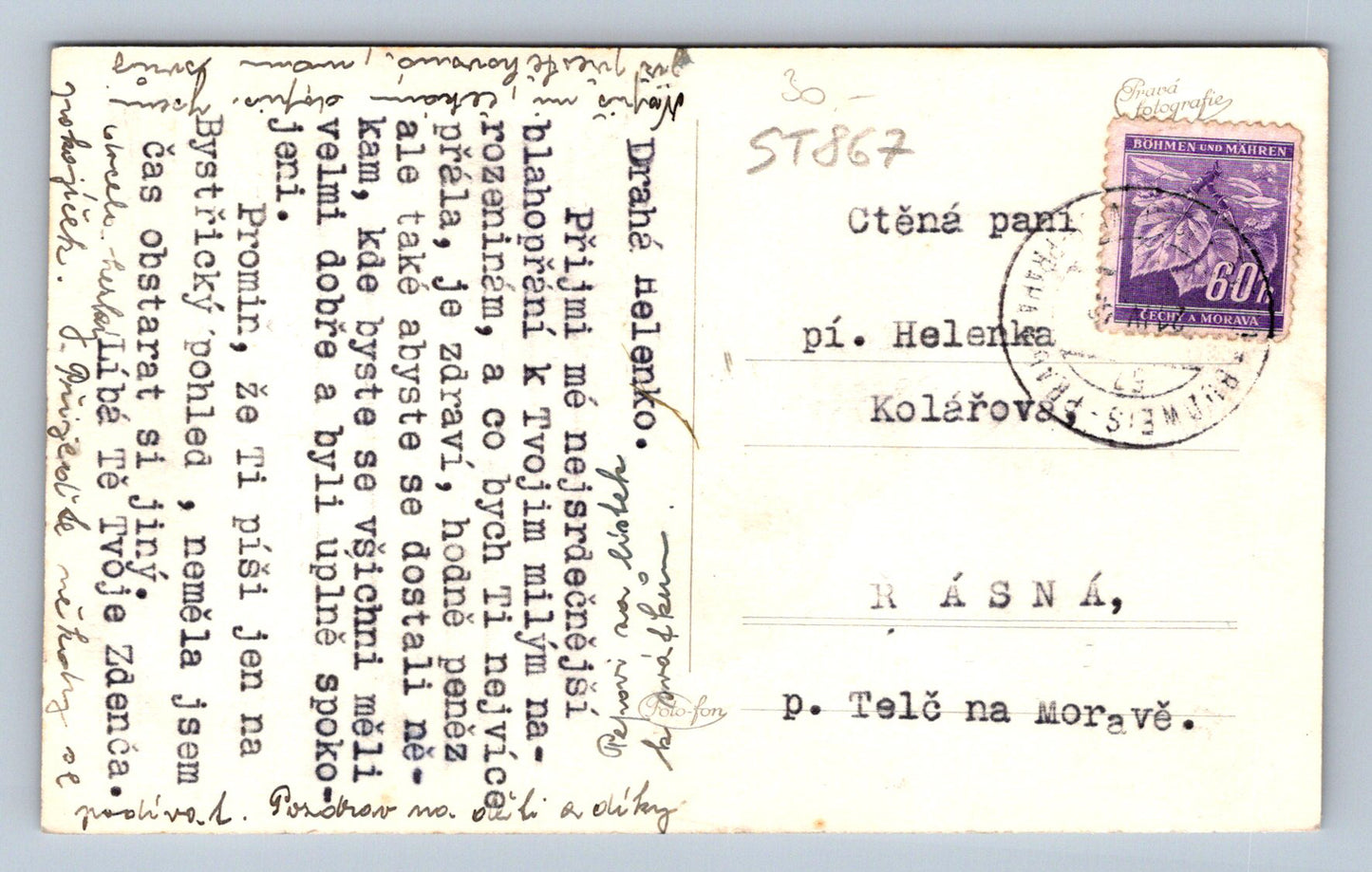 Pohlednice BYSTŘICE U BENEŠOVA PARTIE (ST867)
