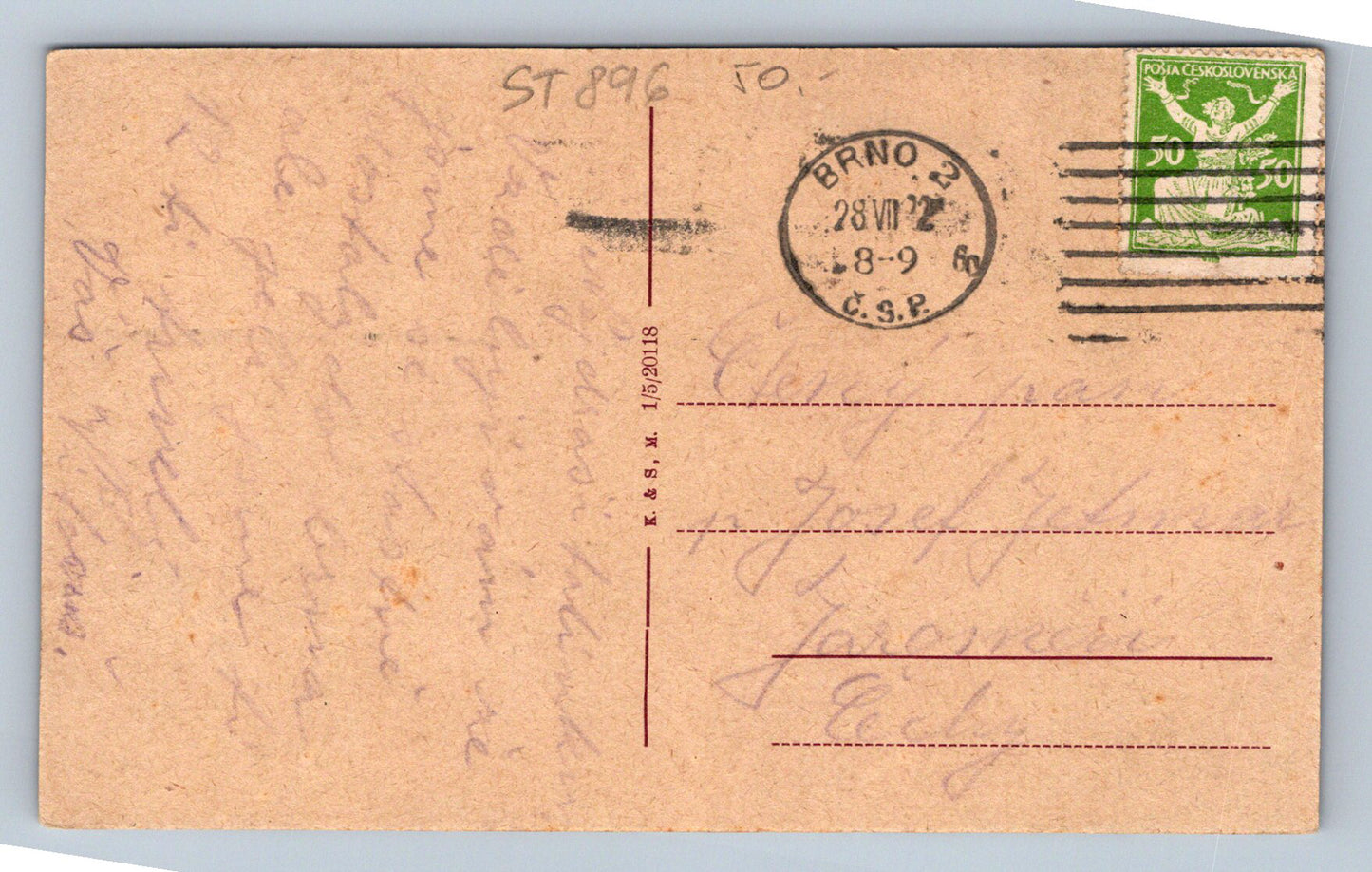 Pohlednice SVOBODY NÁMĚSTÍ. POHLED DO MASARYKOVA TŘÍDA (ST896)