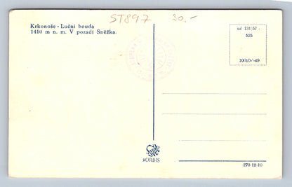 Pohlednice KRKONOŠE - LOUČNÍ BOUDA 1410 M.N.M. V POZADÍ SNĚŽKA (ST897)