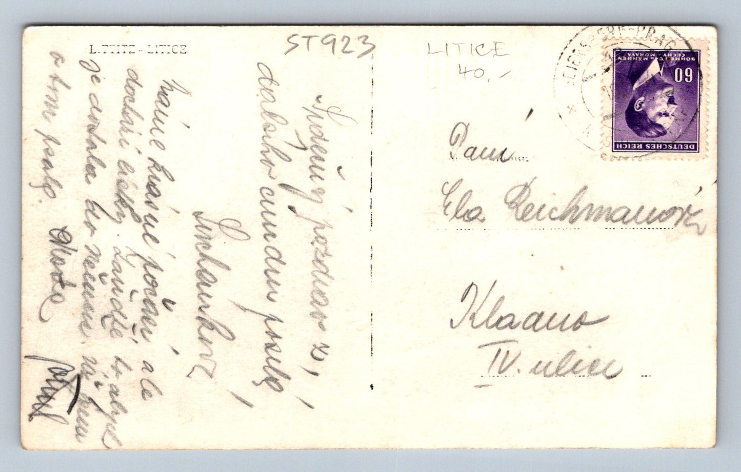 Pohlednice LITICE (ST923)