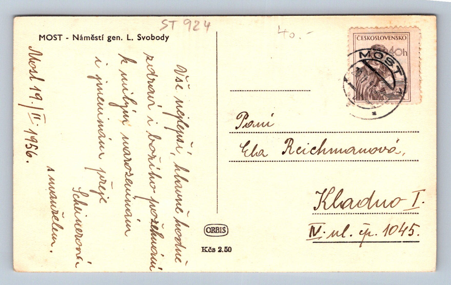 Pohlednice MOST - ÁMĚSTÍ GEN. L . SVOBODY (ST924)