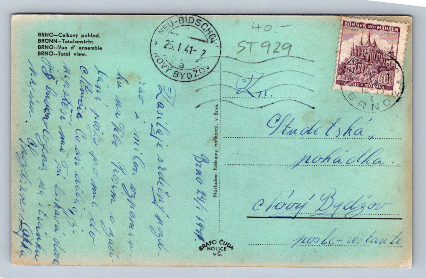 Pohlednice BRNO - CELKOVÝ POHLED (ST929)