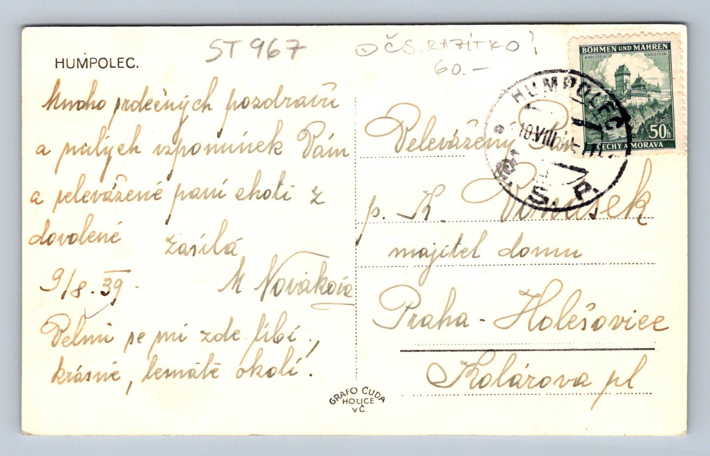 Pohlednice HUMPOLEC (ST967)