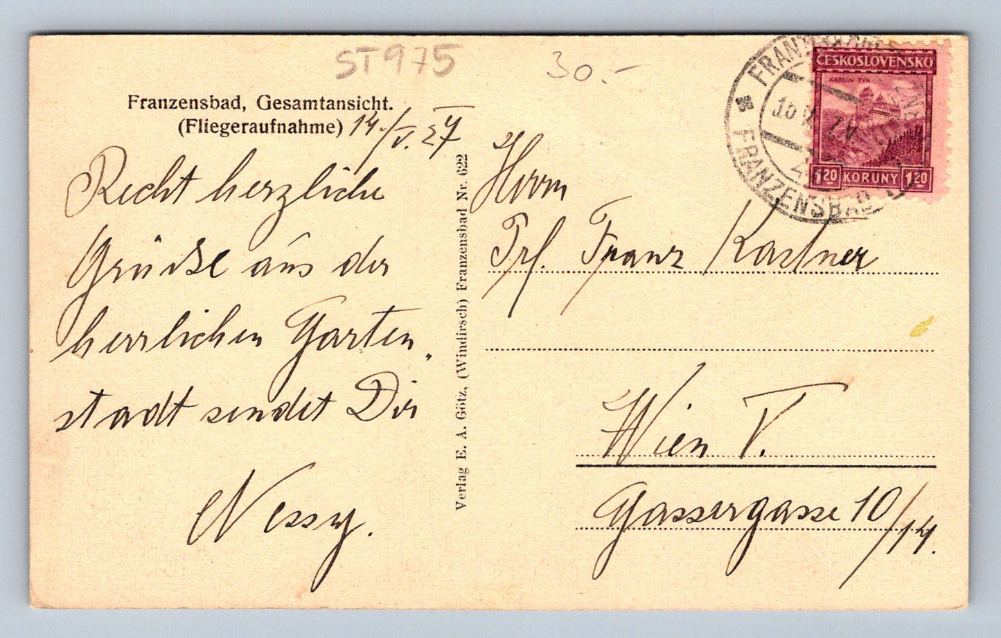 Pohlednice FRANZENBAD, GESAMTANSICHT (ST975)