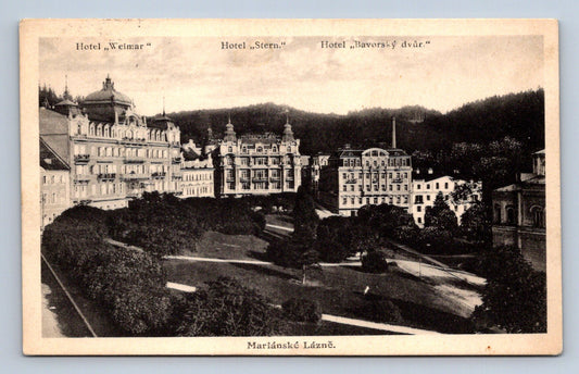 Pohlednice MARIÁNSKÉ LÁZNĚ HOTEL WEIMAR, STERN, BAVORSKÝ DŮM (ST2809)